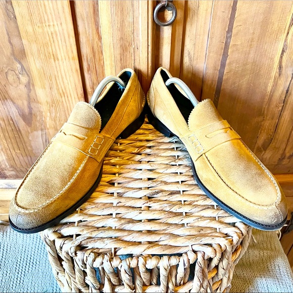 Doucal\'s Men\'s Tan Camel Suede Penny Loafer Slip On Shoes Size 10 main image 8